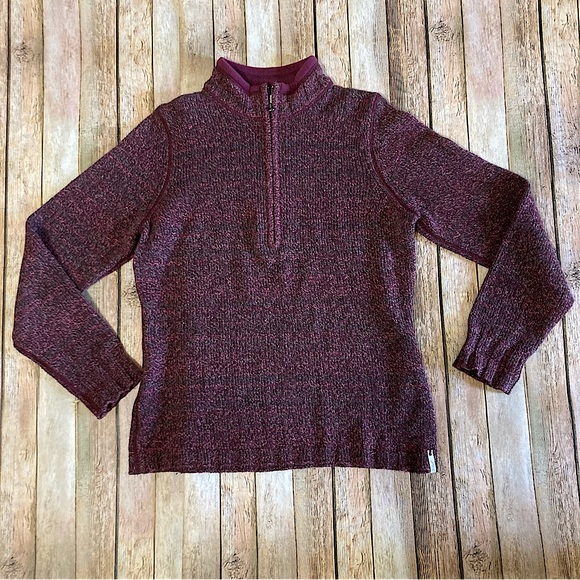 Woolrich Sweaters - Woolrich 1/4 Zip Wool Blend Pullover Sweater Marled Fig Burgundy Women’s Medium
